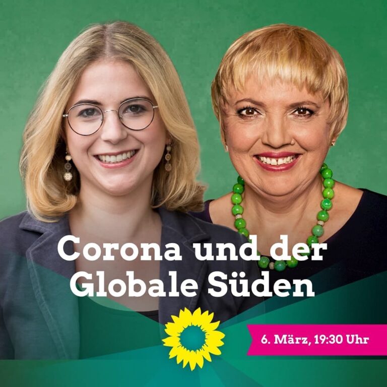 „Corona und der Globale Süden“ – Diskussionsveranstaltung mit Claudia Roth & Dr. Franzisca Zanker